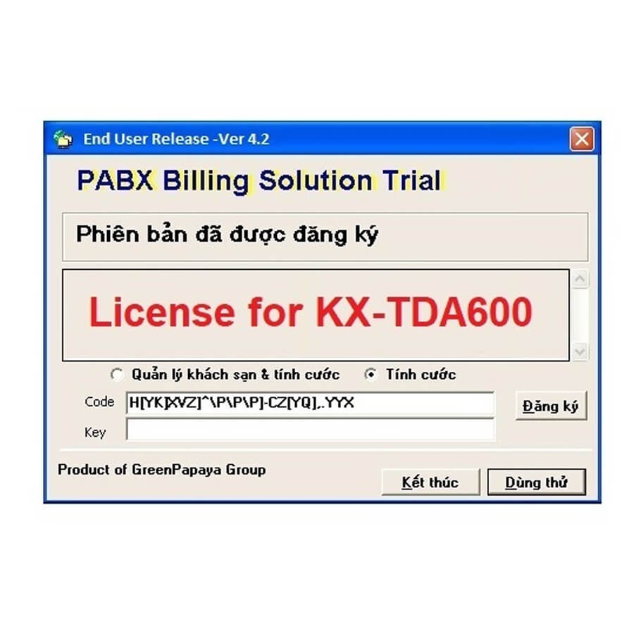 Phần mềm tính cước PANASONIC KX-TDA600/TDE600